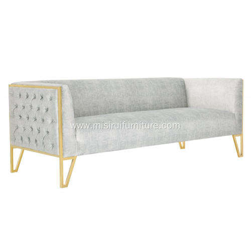 Luxury light grey fabric rhomboid design sofa